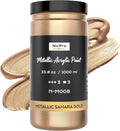 Nicpro Metallic Sahara Gold Acrylic Paint 33.8oz/1000ml, Non Toxic Non Fading by Nicpro