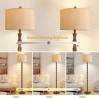 QIYIZM Wood Floor Lamp for Living Room, Vintage Standing Lamp - Image 2