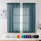 Chyhomenyc Sheer Curtains 63 Inch Length 2 Panels, Stone Blue | Light Filtering by Chyhomenyc