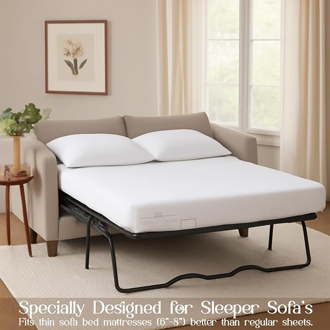 Sleeper Sofa Bed Sheet, 100% Cotton 400 Thread Count, 4 Piece Set, Deep Pocket - Image 3