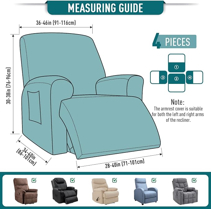 TAOCOCO Oversized Recliner Chair Covers, 1 Seater Streach Recliner Covers Soft - Image 4