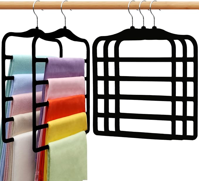 Closet Organizers and Storage, 5 Pack Velvet Pants-Hangers-Space-Saving by SHUKEEKA