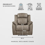 Lexicon Recliner Chair, Home Theater Seating, Manual Polished Microfiber - Image 4