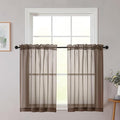 Cafe Curtains 36 Inch Length Tier 2 Pieces, Modern Soft Airy Sheer Kitchen by WelvetBLK