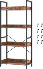 HCHQHS 4 Tier Bookshelf, Adjustable Industrial Bookcase, Vertical Tall Book by HCHQHS