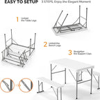 VINGLI Picnic Table Set with 2 Benches, 6 Feet Camping Table Chair Set - Image 5