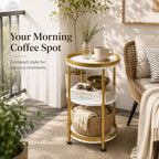 Dulcii Round Side Table with Storage Tray - Image 7