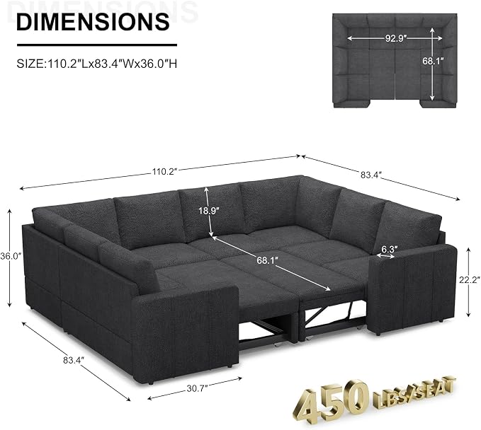 Belffin Modular Sectional Sleeper Sofa Bed - Image 2