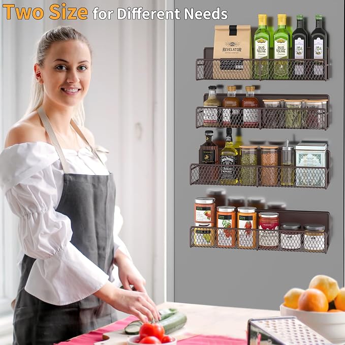 DTUQYX Magnetic Spice Rack for Refrigerator, 4 Pack 100% Metal Strong Magnet - Image 5