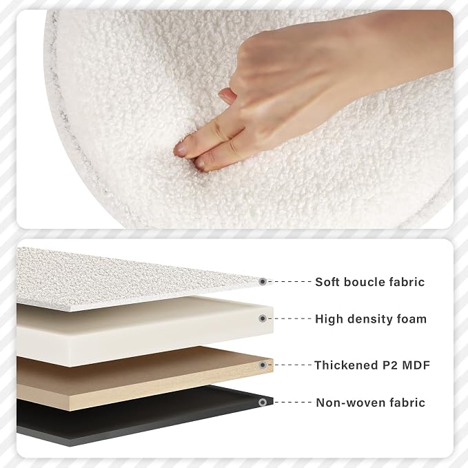 PINPLUS Round Storage Ottoman Boucle Ottoman - Image 5