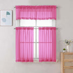 Chyhomenyc Hot Pink Sheer Curtains 30 inch Length 2 Panels, Light Filtering - Image 2