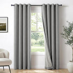 100% Blackout Linen Textured Curtains 72 Inch Long, Light Blocking, Thermal by 100BlackoutShield
