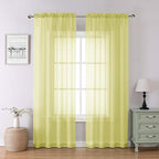 Lemon Sheer Curtains 84 Inches Long 2 Panels, Solid Voile Light Filtering Airy by Lecloud