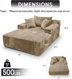 Sytopia Chaise Lounge with Armrests, Oversized Sofa Bed with 3 Pillows - Image 2