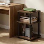 Furinno Turn-N-Tube Side Table, 3-Tier Square Modern End Table, Toolless Open - Image 4