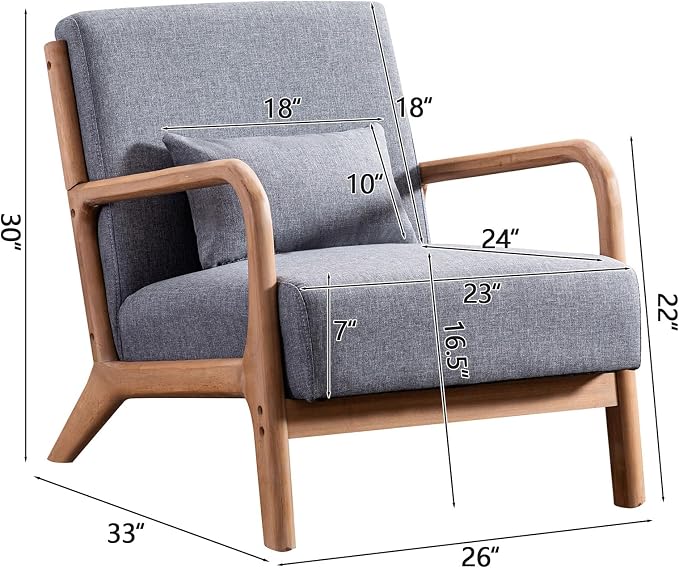 INZOY Mid Century Modern Accent Chair - Image 2
