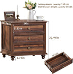 Joaxswe 24" Wide Farmhouse Night Stand Set of 2, Large End Table - Image 3