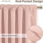INOVADAY Extra Wide 100% Blackout Linen Curtains 102x90 Blush Pink | Linen - Image 4