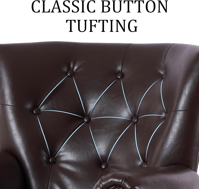 Modern Accent Chair, Mid-Century Faux Leather Armchair - Image 5