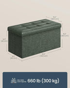 SONGMICS HOME Storage Ottoman, Removable Lid, Foldable Foot Stool, PU Leather - Image 3