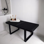 Bamboo Nelson Slat Wooden Bench, Small Wood Benches - Image 5