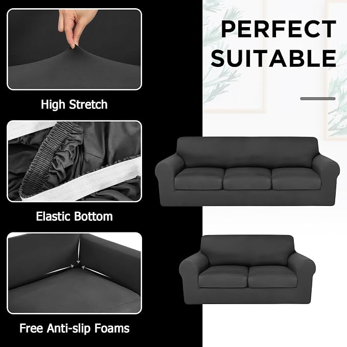 HunnmingRe Sofa Covers for 3 Cushion Couch Stretch Sofa and Loveseat Covers Set - Image 4