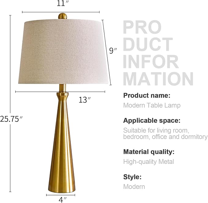 Oneach 25.75" 3-Way Dimmable Touch Control Modern USB Table Lamp Set of 2 - Image 4