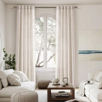Linen 102 Inch Long Curtains for Living Room 2 Panels Back Tab Pocket Semi - Image 7