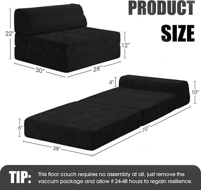 Kasunpul Folding Sofa Bed with Pillow, Memory Foam Fold Out Chair Bed, - Image 2
