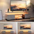 Cubehom Grey TV Stands for Living Room, Glass TV Stand, LED TV Stand for 75+ - Image 2