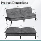 Shintenchi Futon Sofa Bed, Foldable Small Velvet Couch Bed - Image 2