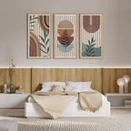 IARTTOP Framed Boho Mid-century Modern Wood Wall Art 16x32 Inch Large Bohemian - Image 3