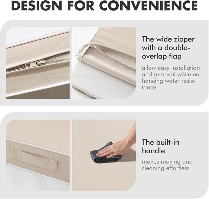 MIULEE Beige Outdoor Seat Cushion 22x22 Inch Waterproof & 3 Year Fade Resistant - Image 7