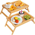 Artmeer Bed Tray Table with Folding Legs, Bamboo Breakfast in Bed by Artmeer