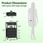 Furnulem Night Stand with Charging Station, 28.3 Inch Tall Side Table with - Image 3