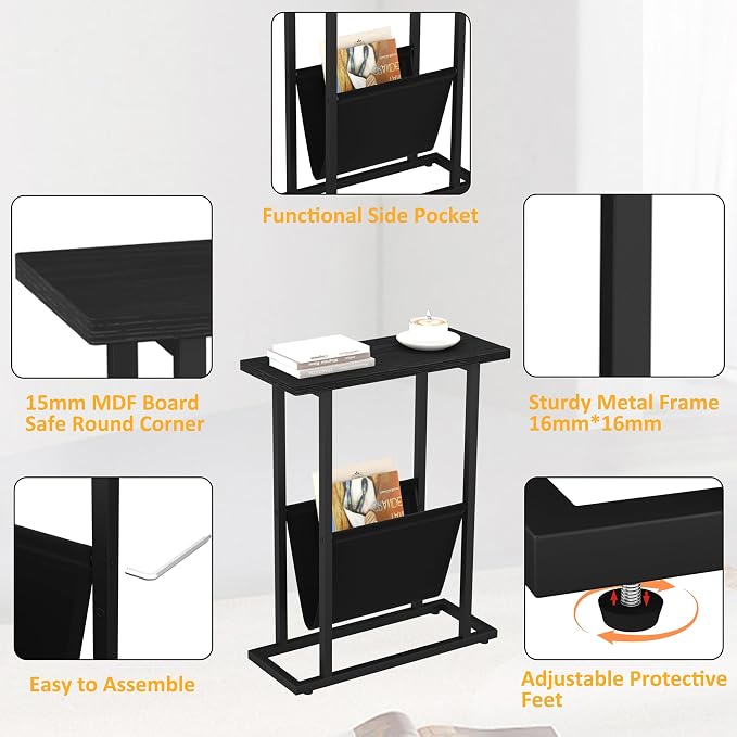 Yusong Narrow Side Table for Small Spaces, Small End Table - Image 6