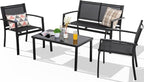 Shintenchi 4 Pieces Patio Furniture Set All Weather Textile Fabric Outdoor - Image 9