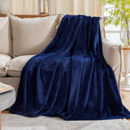 Fleece Plush Throw Blanket Navy Blue 60"x80"for Couch Fuzzy Cozy Flannel | by JIAHANNHA
