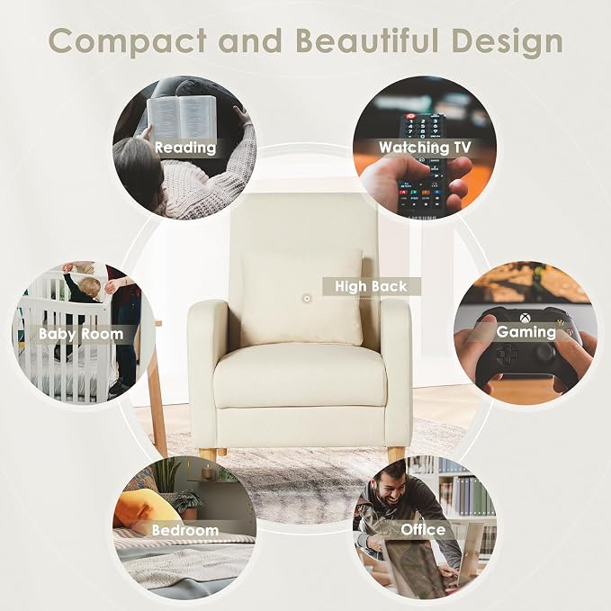 COLAMY Mid-Century Modern Upholstered Accent Chair - Image 5