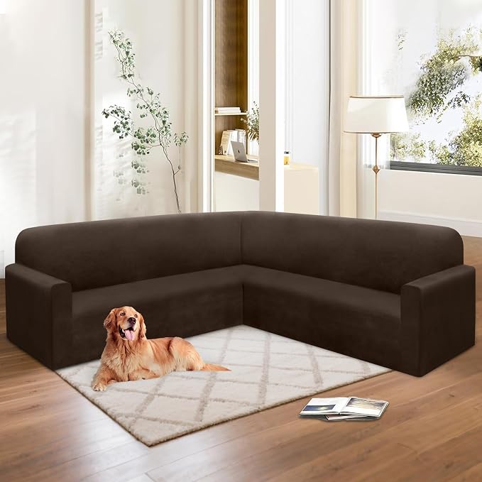 HDCAXKJ Corner Sectional Couch Covers Velvet Stretch L Shape Sofa Cover Soft - Image 6