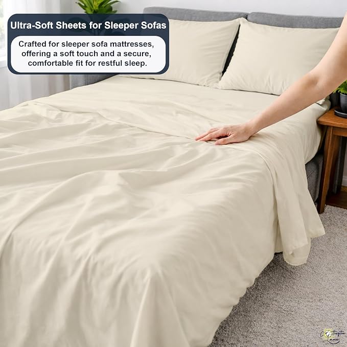 Cottington Lane Sleeper Sofa Sheets Full Size, 4 Piece Premium Quality 100% - Image 3