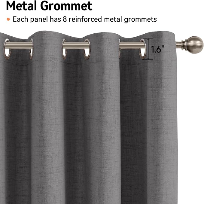 Curtains, Dark Gray, 2 Panels, Grommet Top, Thermal Insulated, Full Light - Image 5