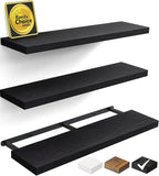BAYKA Floating Shelves for Wall, 36 Inches Long Black Wall Mounted Rustic Wood by Bayka