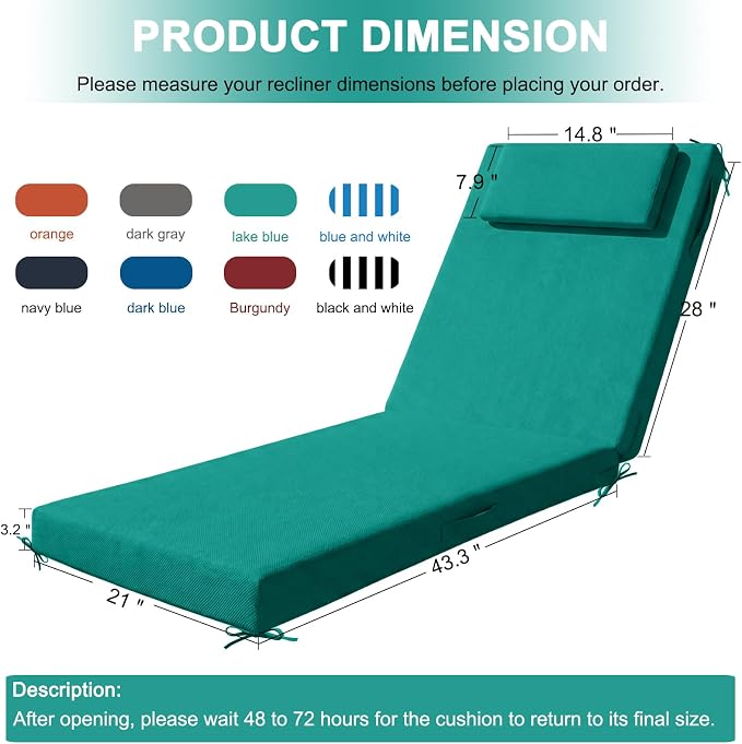 Outdoor Lounge Chair mat, 72 inches x 21 inches, Waterproof Chaise Lounge - Image 2