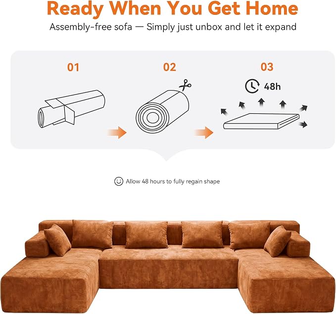 MONVANE 141" U Shaped Cloud Sectional Couch - Image 9