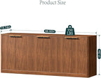 Evermagin 67" Fluted Walnut Buffet Cabinet Sideboard - Image 2