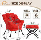 Welnow Lazy Chair with Ottoman, Modern Accent Chair with Armrests and a Side - Image 3