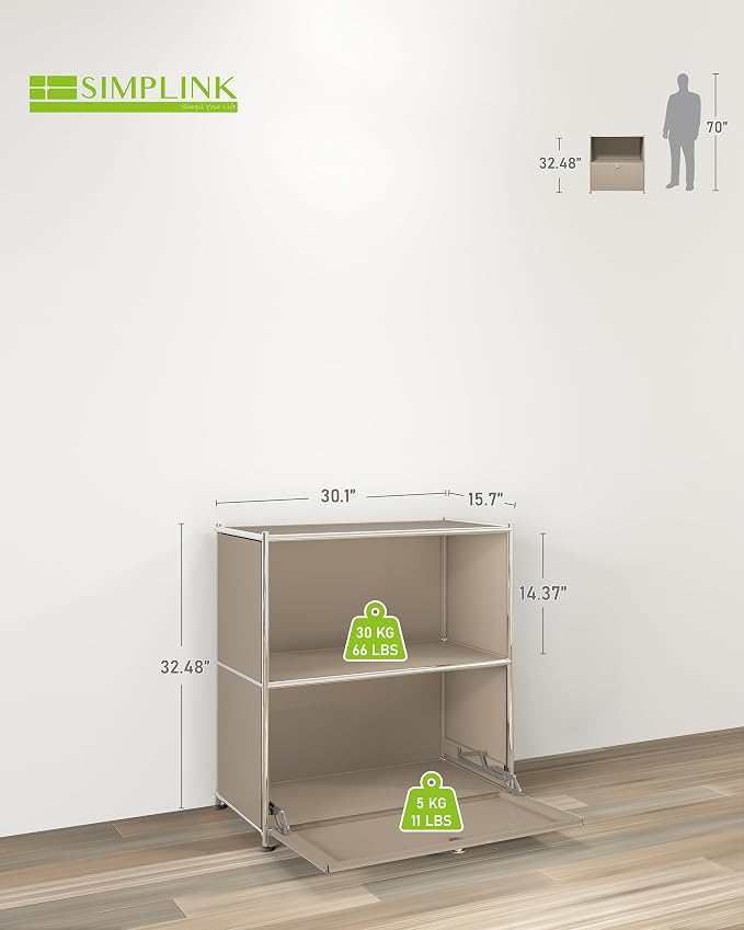32.5-Inch Flip-Top Side Table & Buffet Cabinet - Image 3
