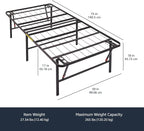 Amazon Basics Foldable Metal Platform Bed Frame, Noise-Free Mattress Foundation - Image 3
