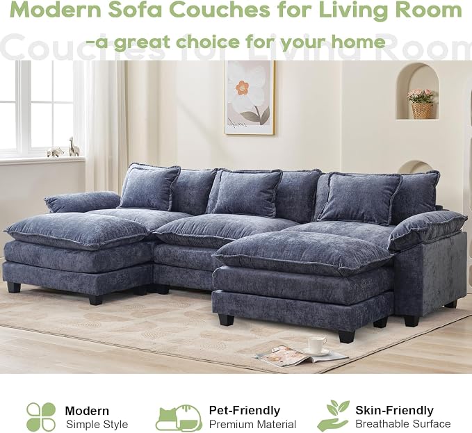 Oprisen 120" Modular Sectional Sofa, Comfy Cloud Couch Sectional Sofa - Image 7